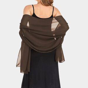 Dark Taupe Chiffon Scarf 68 Inches Long Style Shawl Plain Simple Casual